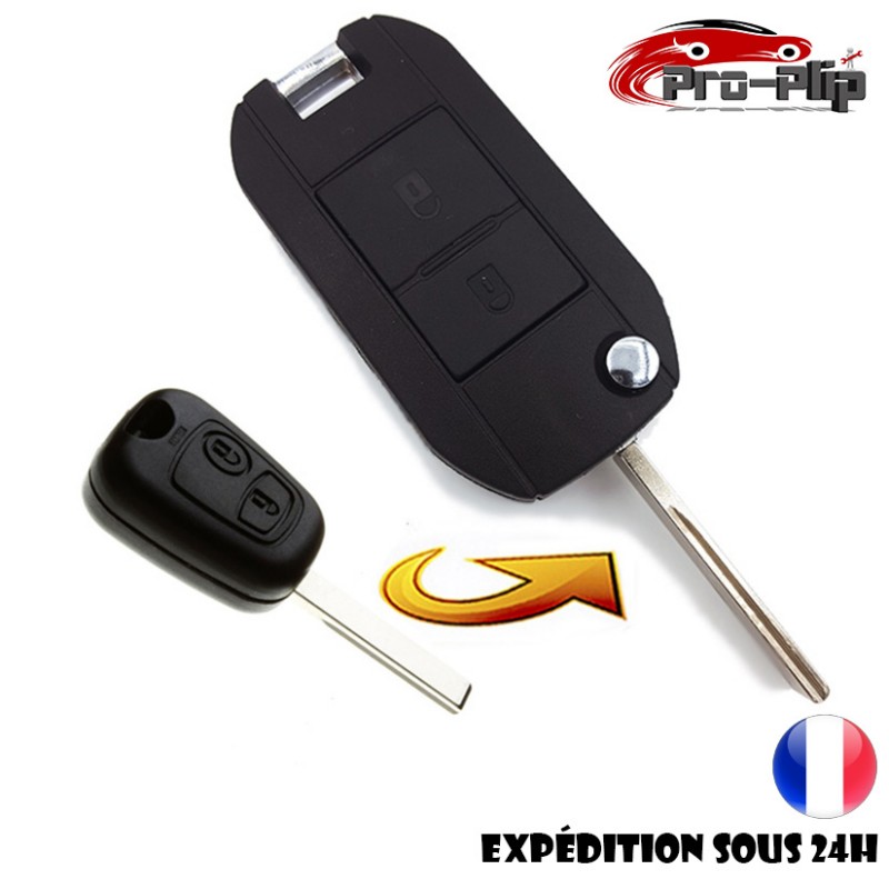 KIT DE TRANSFORMATION CLE PLIP Peugeot 207 307 407 807 Expert 2 boutons  lame rainurée conversion @