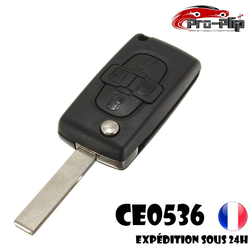Coque clé télécommande 4 boutons Peugeot 1007 CE0536