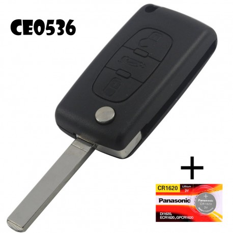 CLE PLIP 3 boutons coffre CE0536 SANS rainures compatible avec