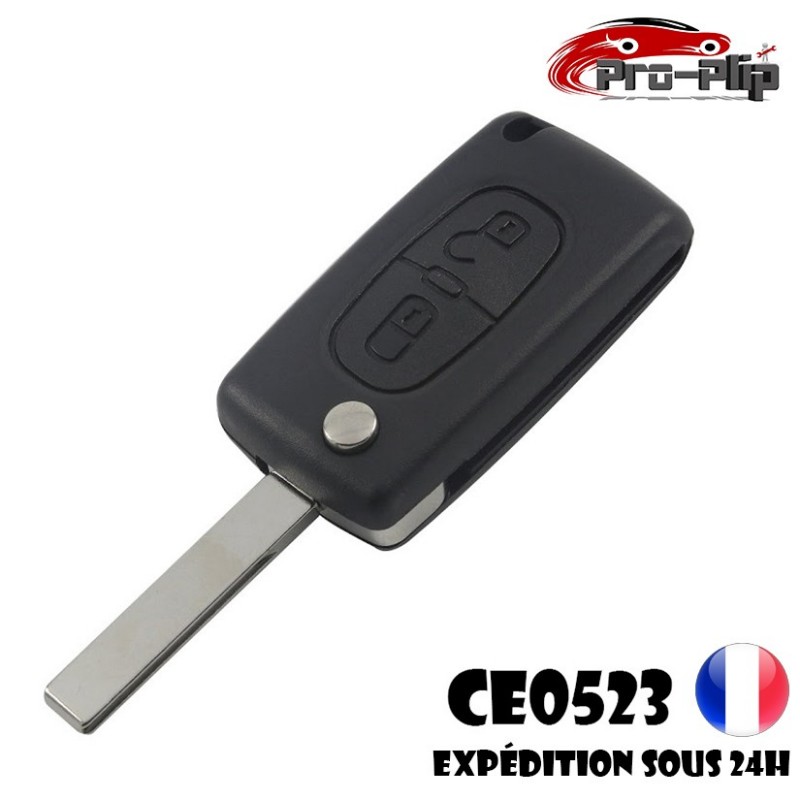 Coque de clé avec électronique 2 boutons Citroën C2, C3, C4