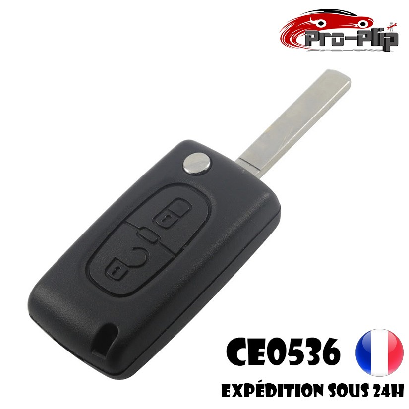 Coque clé plip 3 boutons phare lame rainure CE0523 Citroën C4-C5-C6/picasso 