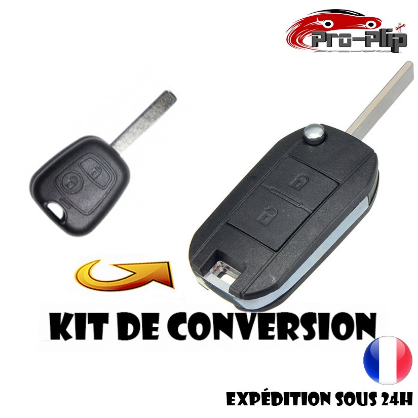 KIT DE TRANSFORMATION CLE PLIP Peugeot 107 207 307 2 boutons